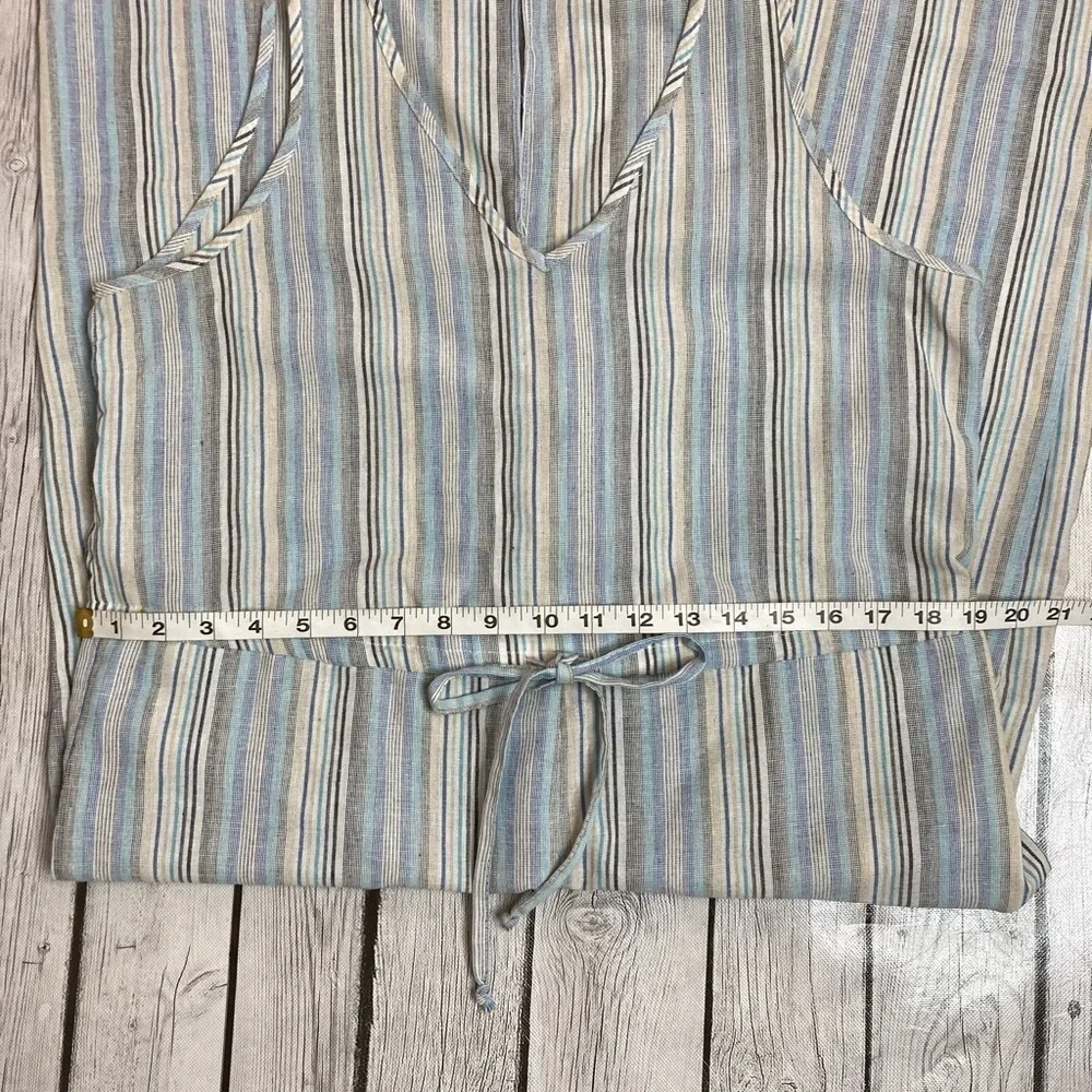 DREW Beige Striped Sleeveless Jumpsuit w/Pockets